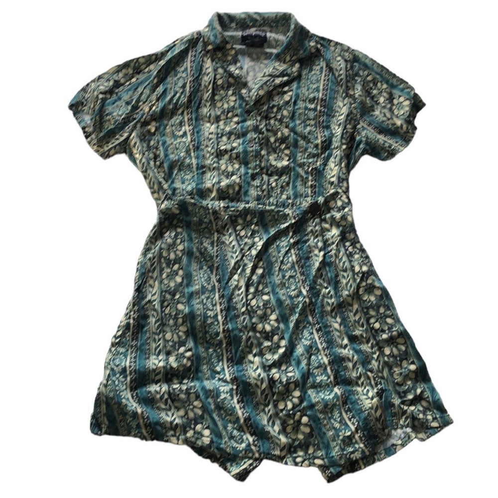 Vintage Solutions 80’s Green Print Blouse and Skort Matching Set